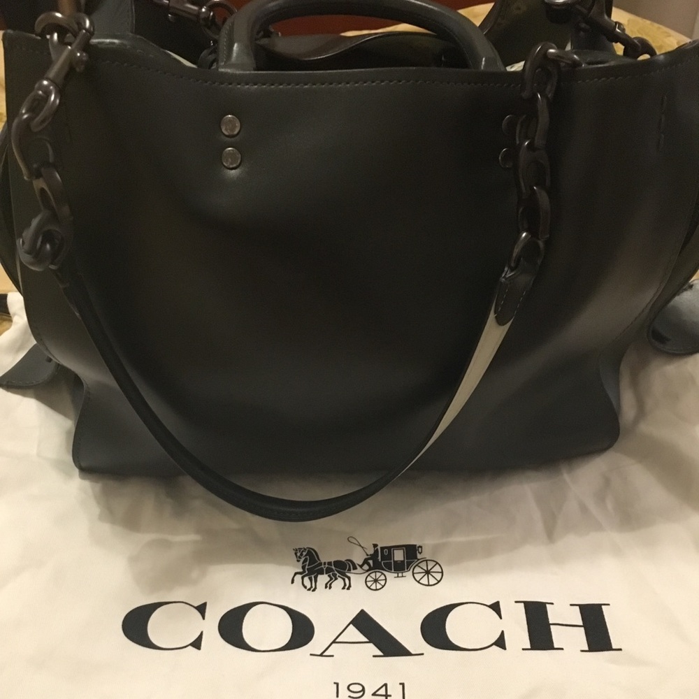 Coach Rogue Bag (Green with Floral Print Lining)